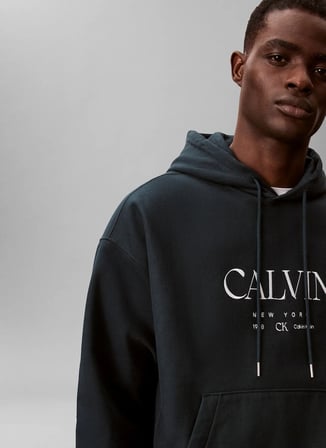 Calvin Klein Siyah Erkek Logo Baskılı Sweatshirt LV04RE207GQQ5_LS PREMIUM FLEECE CAL