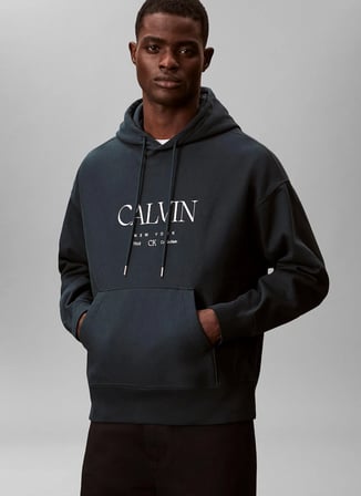 Calvin Klein Siyah Erkek Logo Baskılı Sweatshirt LV04RE207GQQ5_LS PREMIUM FLEECE CAL