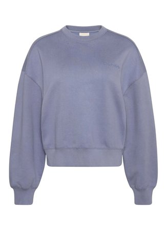 Calvin Klein Yuvarlak Yaka Düz Mavi Kadın Sweatshırt A- LOGO EMB FRENCH TERRY CREWNEC