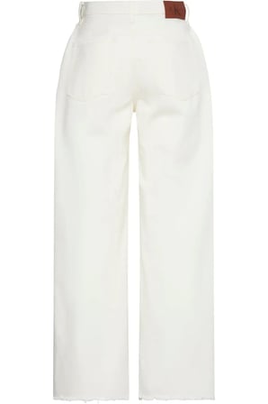THE WIDE LEG RAW HEM CHALK WHITE Kadın Beyaz Pantolon