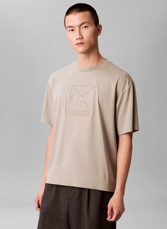 Calvin Klein Haki Erkek Logo Baskılı T-Shirt LV04LE200G2GB_SS RLXD PREMIUM INTER
