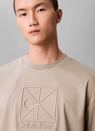 Calvin Klein Haki Erkek Logo Baskılı T-Shirt LV04LE200G2GB_SS RLXD PREMIUM INTER