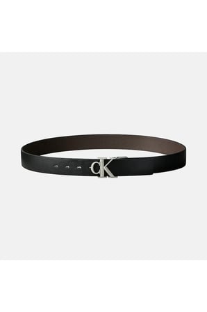 CK Tokalı Dokulu Deri 35 mm Ayarlanabilir ve Çift Taraflı Erkek Siyah Kemer LV04D7049G-