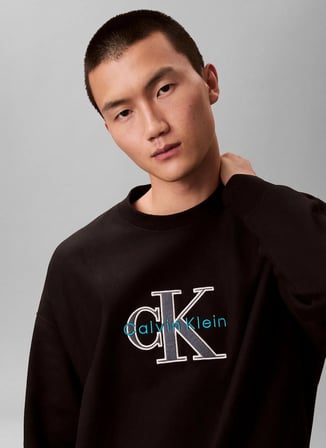 Calvin Klein Jeans Bisiklet Yaka Siyah Erkek Sweatshırt LV04RE200GUB1 Siyah Sweatshirt