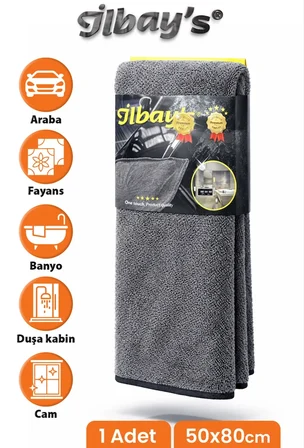 İlbay's Mikrofiber Araba Yıkama ve Kurulama Bezi Gri 50x80 cm