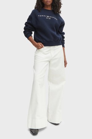 Tommy Hilfiger Regular Fit Pamuklu Bisiklet Yaka Sweat Kadın SWEAT WW0WW47831 C1G LACİVERT