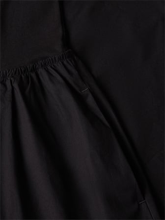 GOLD BUTTON POPLIN MIX DRESS Kadın Siyah Elbise - WW0WW49628