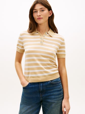 LIGHT LAYERING S/S POLO SWEATER Kadın Beyaz Polo - WW0WW48503