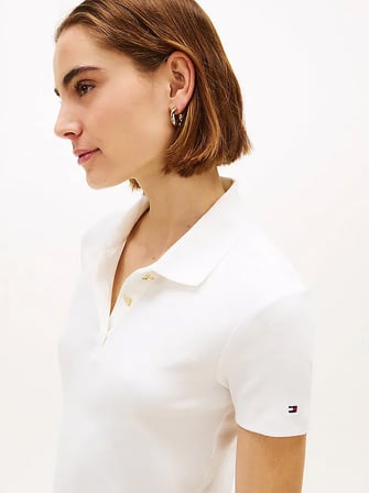 GOLD BUTTON SLIM SS POLO Kadın Beyaz T-Shirt - WW0WW49252