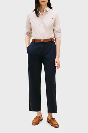 Tommy Hilfiger Pamuklu Slim Fit Yüksek Bel Pantolon Bayan PANTOLON WW0WW49647 C1G LACİVERT