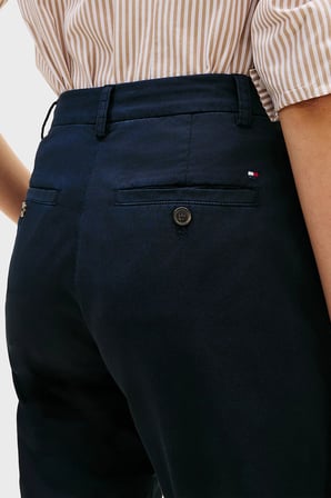 Tommy Hilfiger Pamuklu Slim Fit Yüksek Bel Pantolon Bayan PANTOLON WW0WW49647 C1G LACİVERT
