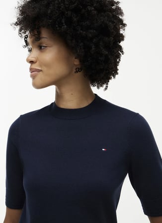 Tommy Hilfiger Lacivert Kadın Triko T-Shirt WW0WW49705C1G