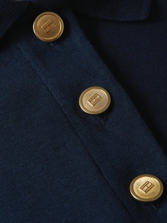 GOLD BUTTON SLIM SS POLO Kadın Mavi T-Shirt - WW0WW49252
