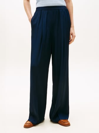 VISCOSE TWILL PULL ON LOOSE STR Kadın Mavi Pantolon - WW0WW48996