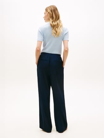 VISCOSE TWILL PULL ON LOOSE STR Kadın Mavi Pantolon - WW0WW48996