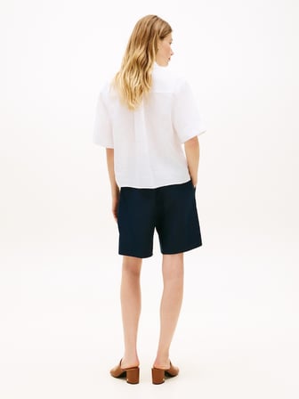 ESS LINEN SS SHIRT Kadın Beyaz KK Gömlek - WW0WW48925