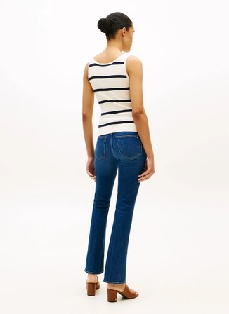 Tommy Hilfiger Bej - Lacivert Kadın Süveter CO FULL NEEDLE TANK