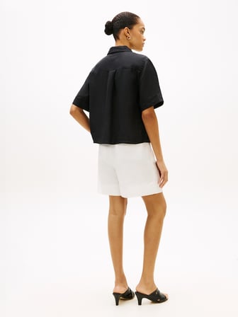 ESS LINEN SS SHIRT Kadın Siyah KK Gömlek - WW0WW48925
