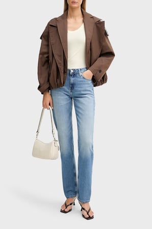 Tommy Hilfiger Pamuklu Straight Fit Orta Bel Jeans Bayan KOT PANTOLON WW0WW48569 1A7 MAVİ