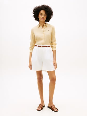 ESS LINEN RELAXED SHIRT Kadın Bej UK Gömlek - WW0WW44679