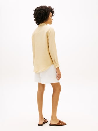 ESS LINEN RELAXED SHIRT Kadın Bej UK Gömlek - WW0WW44679