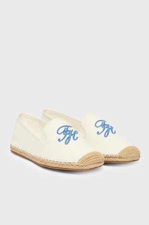 Tommy Hilfiger Logolu Nakış İşlemeli Kanvas Espadril Ayakkabı Bayan AYAKKABI FW0FW09240 YBL BEYAZ