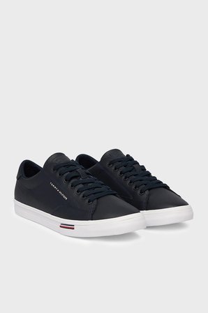 Tommy Hilfiger Logolu Deri Karışımlı Sneaker Ayakkabı Erkek AYAKKABI FM0FM05814 DW5 LACİVERT