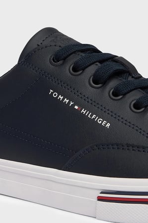 Tommy Hilfiger Logolu Deri Karışımlı Sneaker Ayakkabı Erkek AYAKKABI FM0FM05814 DW5 LACİVERT