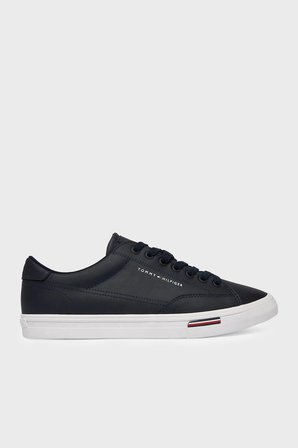 Tommy Hilfiger Logolu Deri Karışımlı Sneaker Ayakkabı Erkek AYAKKABI FM0FM05814 DW5 LACİVERT
