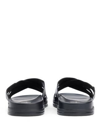 Tommy Hilfiger Siyah Erkek Deri Terlik FLAG HARDWARE LTH SANDAL