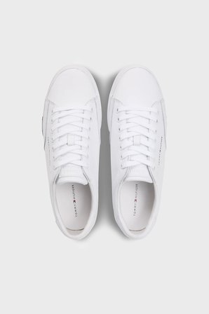 Tommy Hilfiger Logolu Deri Sneaker Ayakkabı Erkek AYAKKABI FM0FM05814 YBS BEYAZ