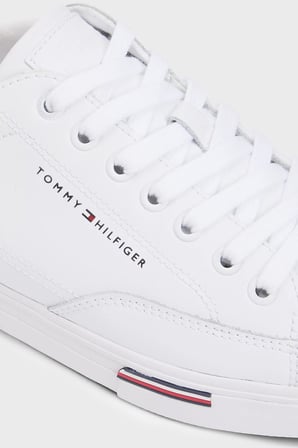 Tommy Hilfiger Logolu Deri Sneaker Ayakkabı Erkek AYAKKABI FM0FM05814 YBS BEYAZ