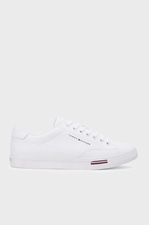 Tommy Hilfiger Logolu Deri Sneaker Ayakkabı Erkek AYAKKABI FM0FM05814 YBS BEYAZ