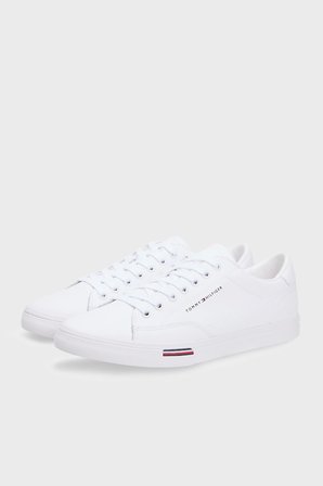 Tommy Hilfiger Logolu Deri Sneaker Ayakkabı Erkek AYAKKABI FM0FM05814 YBS BEYAZ