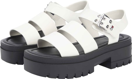 TOMMY HILFIGER Kadın Marka Logolu Şık Görünümlü Rahat Tabanlı Günlük Kullanıma Uygun Beyaz Sandalet EN0EN02944 YBI