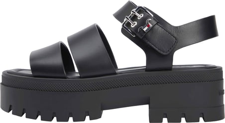 TOMMY HILFIGER Kadın Marka Logolu Şık Görünümlü Rahat Tabanlı Günlük Kullanıma Uygun Siyah Sandalet EN0EN02944 BDS