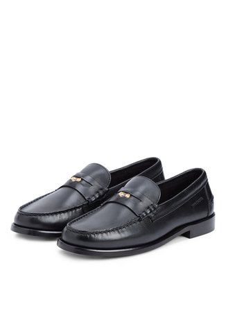 Tommy Hilfiger Siyah Erkek Deri Klasik Ayakkabı HILFIGER PENNY CRUST LTH LOAFER