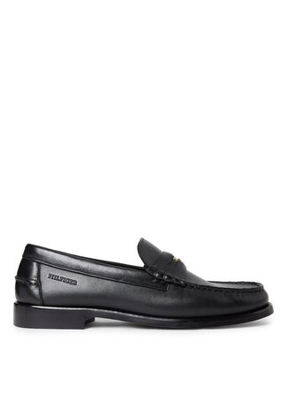 Tommy Hilfiger Siyah Erkek Deri Klasik Ayakkabı HILFIGER PENNY CRUST LTH LOAFER