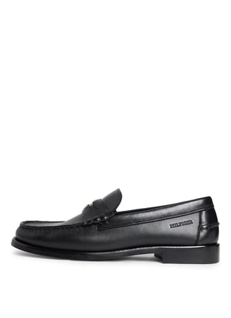 Tommy Hilfiger Siyah Erkek Deri Klasik Ayakkabı HILFIGER PENNY CRUST LTH LOAFER