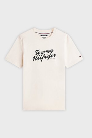 Tommy Hilfiger Pamuklu Regular Fit Bisiklet Yaka T Shirt Erkek T SHİRT MW0MW42385 ACJ BEJ