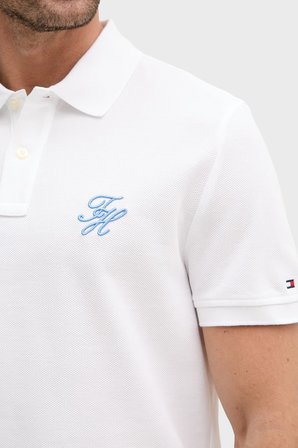 Tommy Hilfiger Logolu % 100 Pamuk Düğmeli Polo Yaka T Shirt Erkek POLO YAKA T SHİRT MW0MW43046 YBR BEYAZ