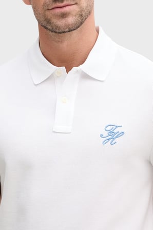 Tommy Hilfiger Logolu % 100 Pamuk Düğmeli Polo Yaka T Shirt Erkek POLO YAKA T SHİRT MW0MW43046 YBR BEYAZ