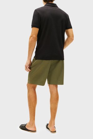 Tommy Hilfiger Logolu % 100 Pamuk Düğmeli Polo Yaka T Shirt Erkek POLO YAKA T SHİRT MW0MW43046 BDS SİYAH