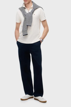Tommy Hilfiger Pamuklu Regular Fit Yarım Fermuarlı Polo Yaka T Shirt Erkek POLO YAKA T SHİRT MW0MW42762 Z00 AÇIK BEJ