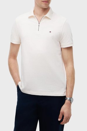 Tommy Hilfiger Pamuklu Regular Fit Yarım Fermuarlı Polo Yaka T Shirt Erkek POLO YAKA T SHİRT MW0MW42762 Z00 AÇIK BEJ