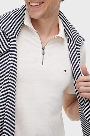 Tommy Hilfiger Pamuklu Regular Fit Yarım Fermuarlı Polo Yaka T Shirt Erkek POLO YAKA T SHİRT MW0MW42762 Z00 AÇIK BEJ
