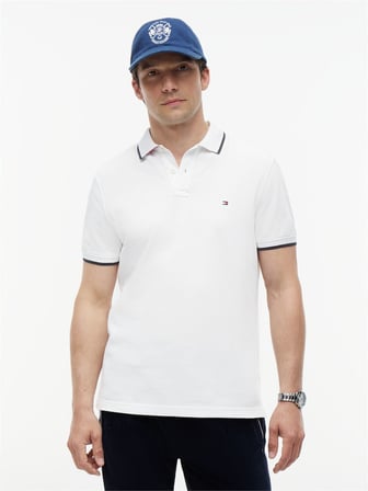 PIQUE UNDERCOLLAR REG POLO Erkek Beyaz Polo - MW0MW42748