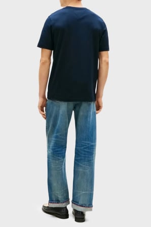 Tommy Hilfiger % 100 Pamuk Regular Fit Bisiklet Yaka T Shirt Erkek T SHİRT MW0MW42363 DW5 LACİVERT