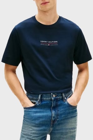 Tommy Hilfiger % 100 Pamuk Regular Fit Bisiklet Yaka T Shirt Erkek T SHİRT MW0MW42363 DW5 LACİVERT