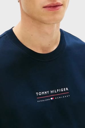 Tommy Hilfiger % 100 Pamuk Regular Fit Bisiklet Yaka T Shirt Erkek T SHİRT MW0MW42363 DW5 LACİVERT